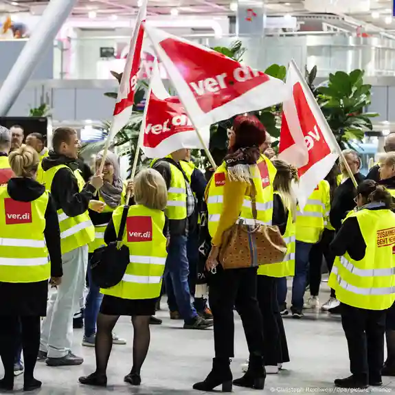 Strikes extend to 13 airports Hundreds of flights cancelled as strikes hit German air travel.