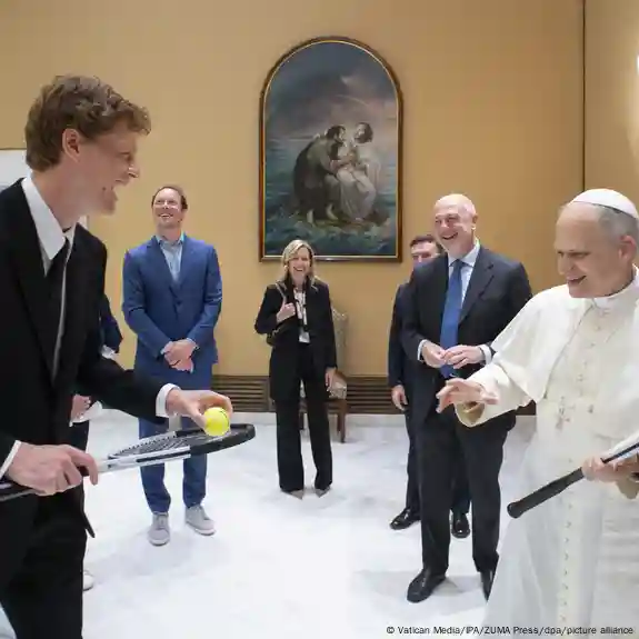 Pope welcomes Sinner to Vatican.