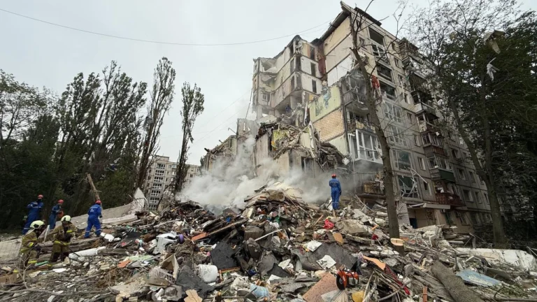 Russia unleashed a combined missile and drone attack on Kyiv, killing at least six people, including a child, and wounding dozens more, local officials said this morning.