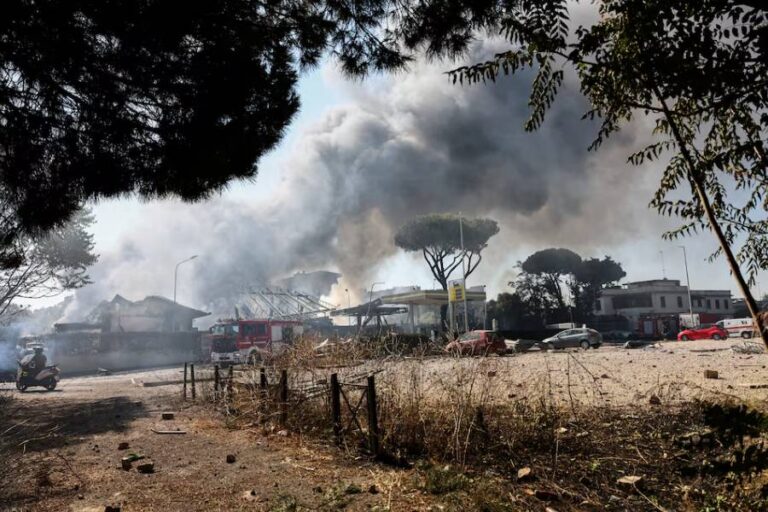 Explosion injures 45 people at petrol station in Rome. More than 40 people have been injured after a huge explosion at a Rome petrol station caused widespread damage.