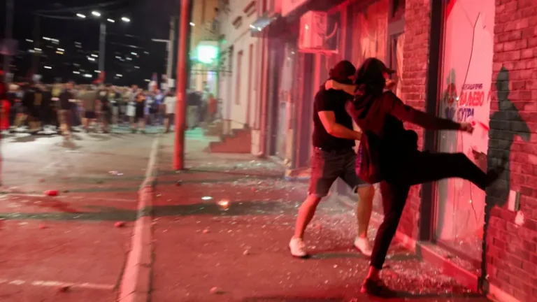 Serbia ruling party offices set on fire in fifth night of protests”