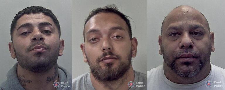 Three men who drugged and raped a 12-year-old girl in Kent have been jailed for more than 50 years in total.
